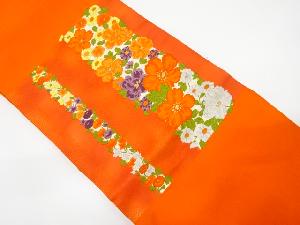 縞に花模様織り出し名古屋帯